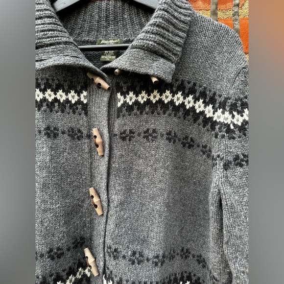 Eddie Bauer Wool Angora Rabbit Cotton Blend Cardigan Sweater Gray Winter Cozy XL - Picture 6 of 11
